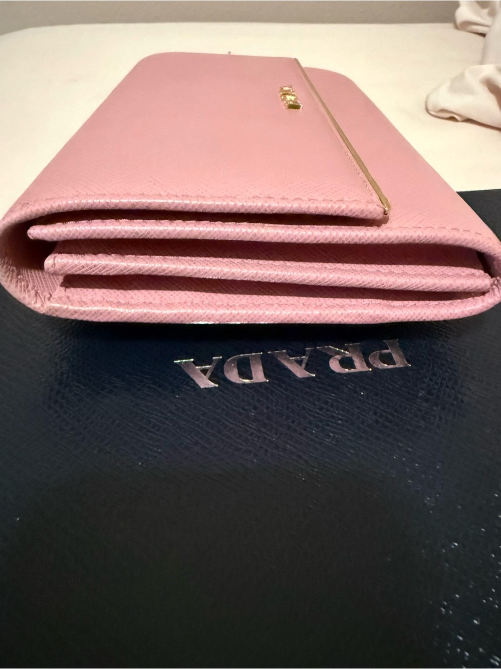 Authentic Prada Pink Saffiano Leather Wallet with Gold Logo Authentic - Picture 10 of 13